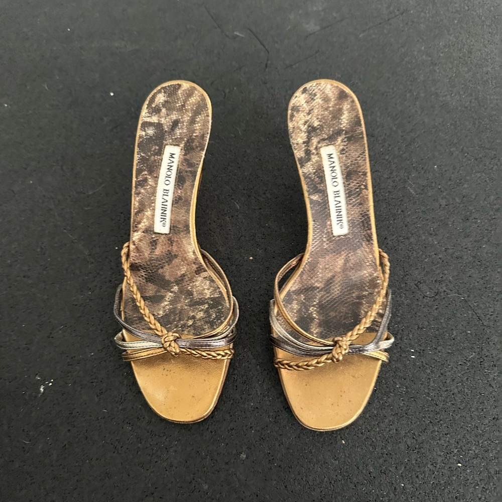 Manolo Blahnik Gold Heels with Elegant Design